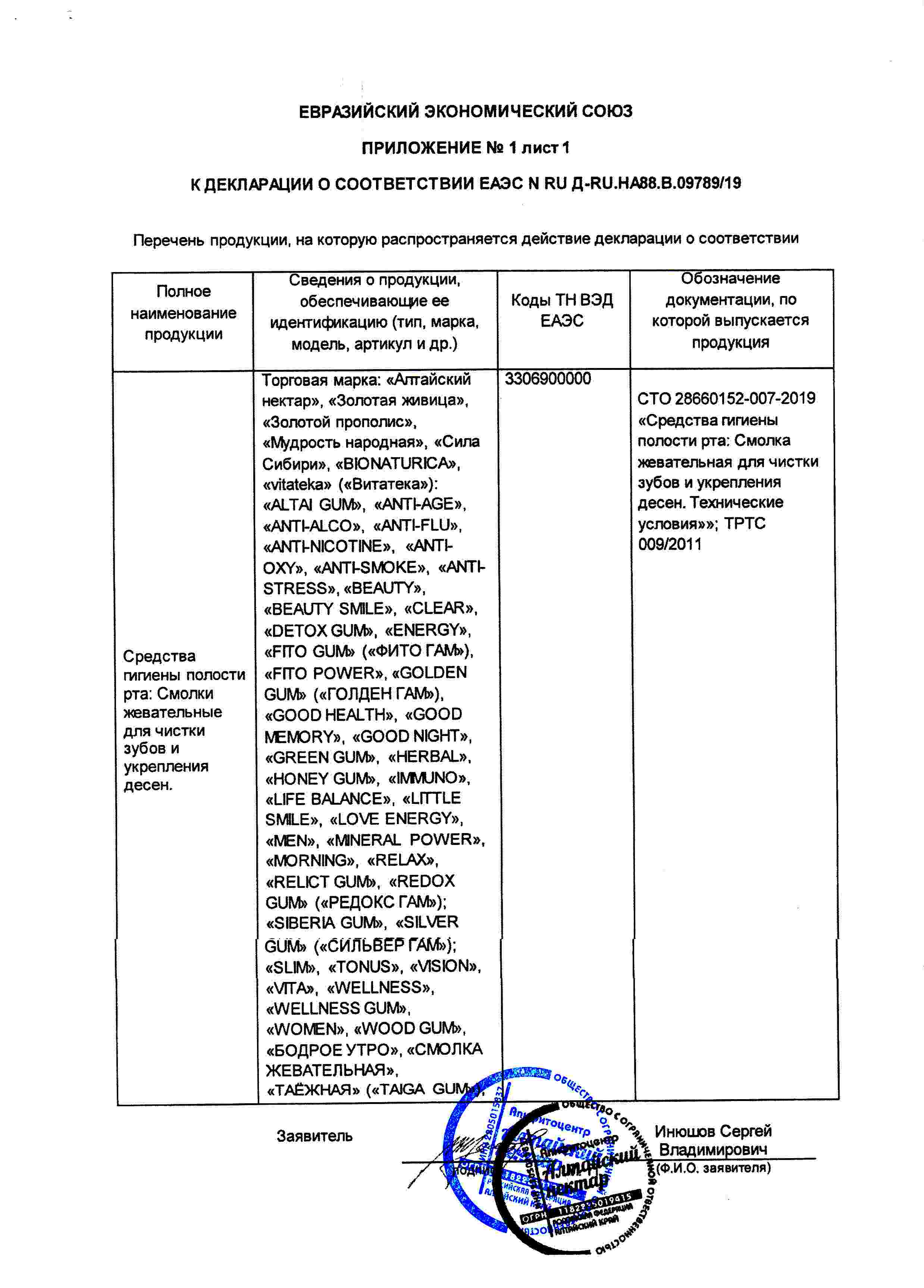 Декларация доп №1